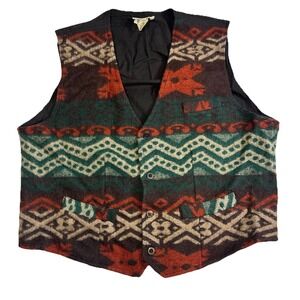 Jazzman Sportswear Vintage Men's XL Wool Blend Southwestern Vest‎ Native Western